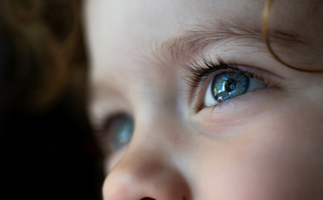 closeup of a child's eyes